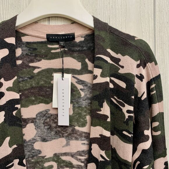 Sanctuary Pink Camo Cardigan Lightweight Sweater Lennox Size Small NWT - Picture 4 of 7